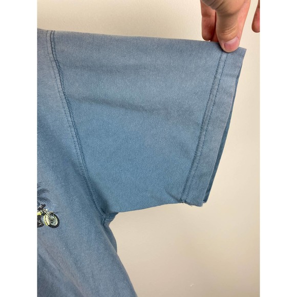 Newport Blue Vintage Motorcycle Tee Shirt Box Logo Print - L - Picture 6 of 10